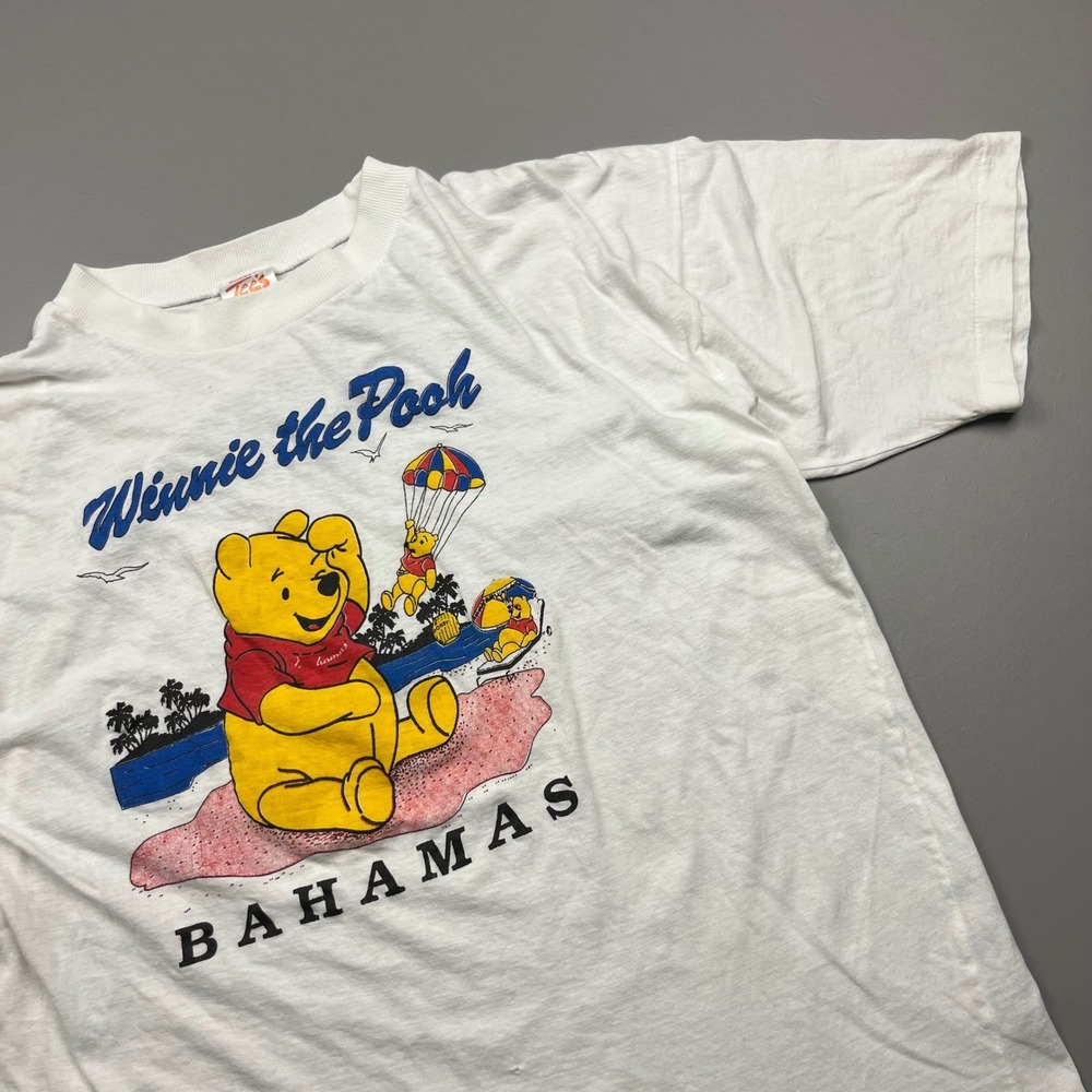 Dorsett Tees Winnie the Pooh T-Shirt Mens L White Bahamas Vintage Graphic 90s